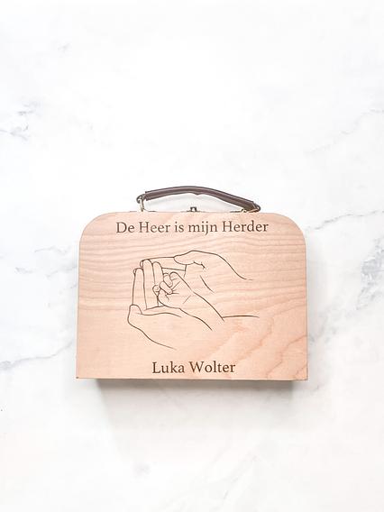 Houten koffertje met naam